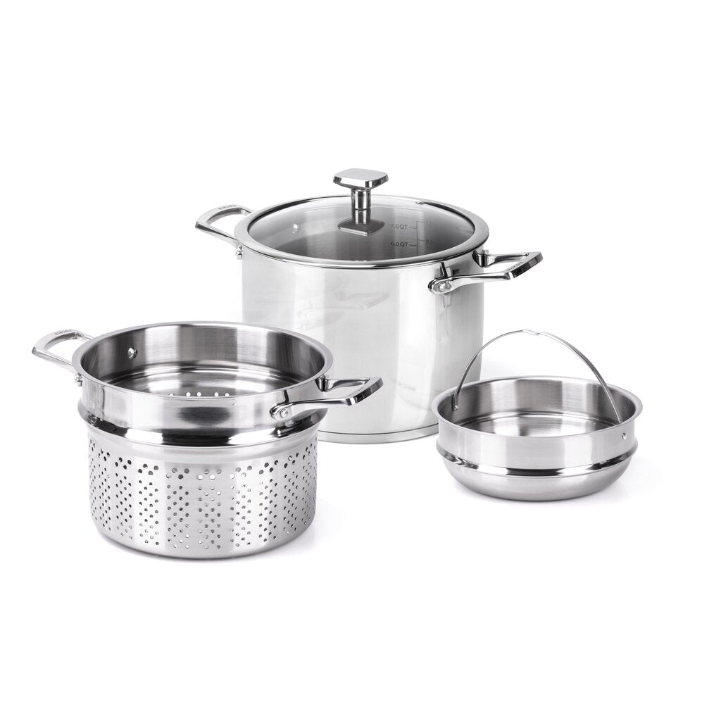 Pentola Moneta Allegro Inox 24 Cm 7 Litri Con Doppio Cestello: Scolapasta E Vapore, Per Tutti I Fuochi (anche Induzione)