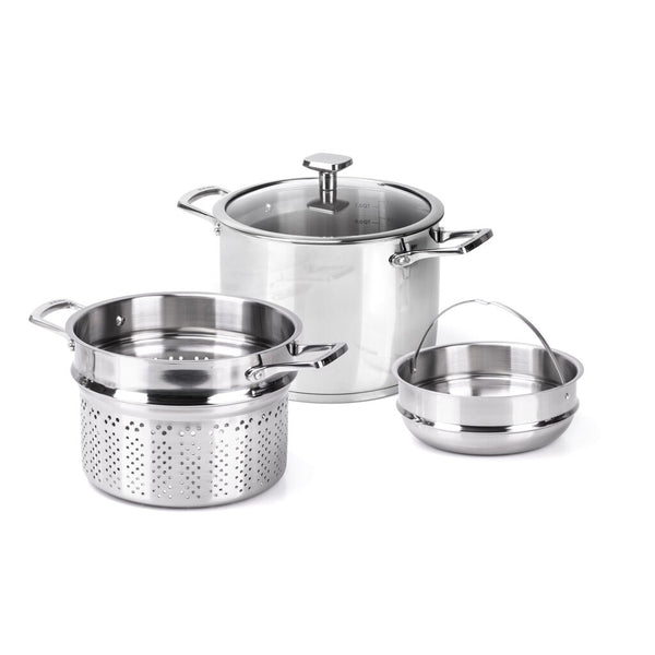 Pentola Moneta Allegro Inox 24 Cm 7 Litri Con Doppio Cestello: Scolapasta E Vapore, Per Tutti I Fuochi (anche Induzione)